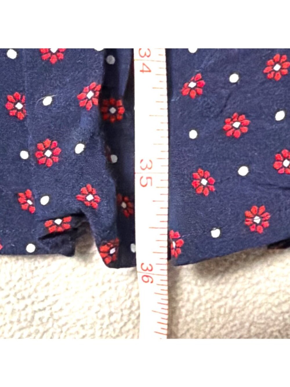 Draper James Womens Navy Red Floral Polka Dot Ruffle Mini Dress Long Sleeve L - Picture 6 of 6